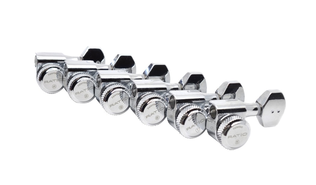 GraphTech 6-In-Line Ratio Lefty Electric Locking Machine Heads PRL-9721-L Chrome